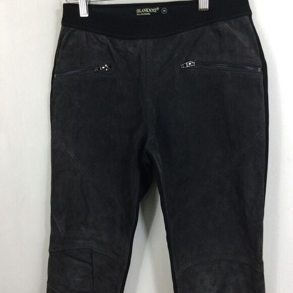 Blank NYC Womens Suede Leather Front Pull On Legging Moto Pants Black Size 28 - Picture 2 of 10